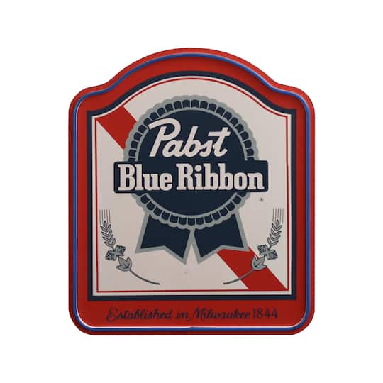 American Art Decor 19" x 16" Pabst Blue Ribbon Shield LED Beer Sign for Bar Décor
